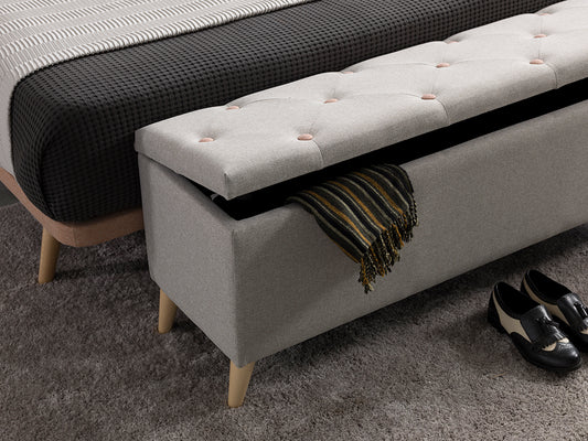 NORMA padded trunk with button, upholstered in CRETA fabric