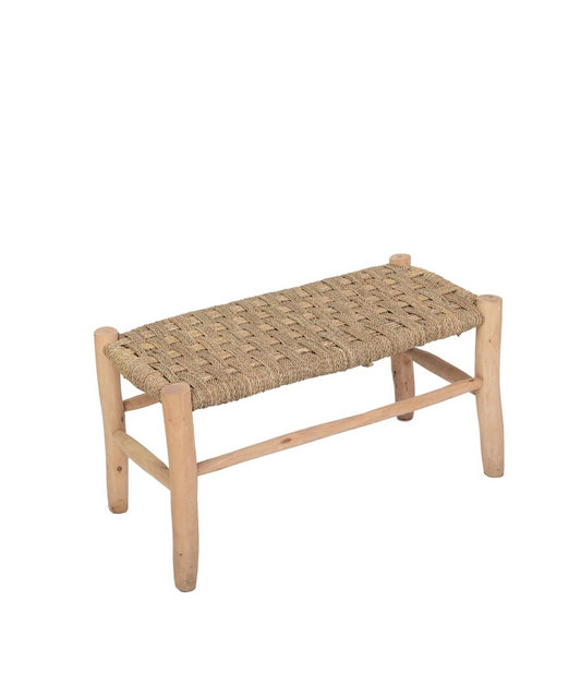 Large LIM decorative bench made of wood and woven doum