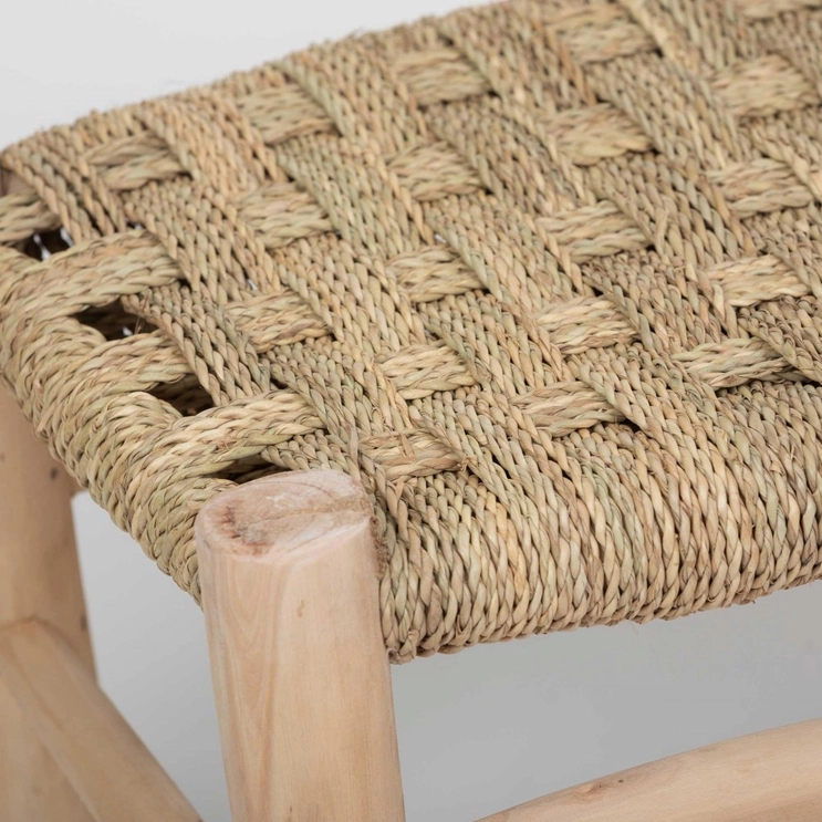 Large LIM decorative bench made of wood and woven doum