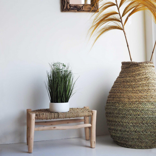 LIM small bench made of wood and woven doum