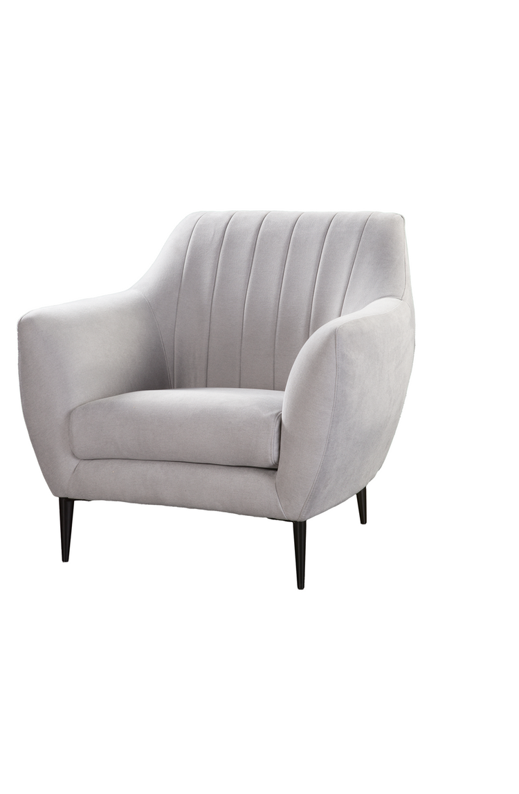 Butaca AZALEA con pata metálica negra, tapizada en algodón