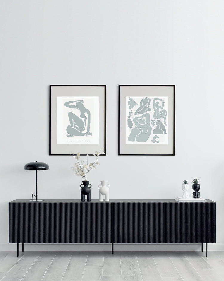 Egil TV cabinet made of solid wood lacquered in semi-matt black