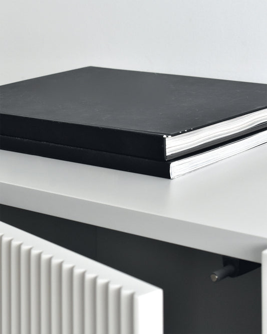 Egil TV cabinet made of solid wood lacquered in off-white