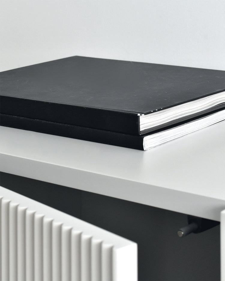 Egil TV cabinet made of solid wood lacquered in off-white