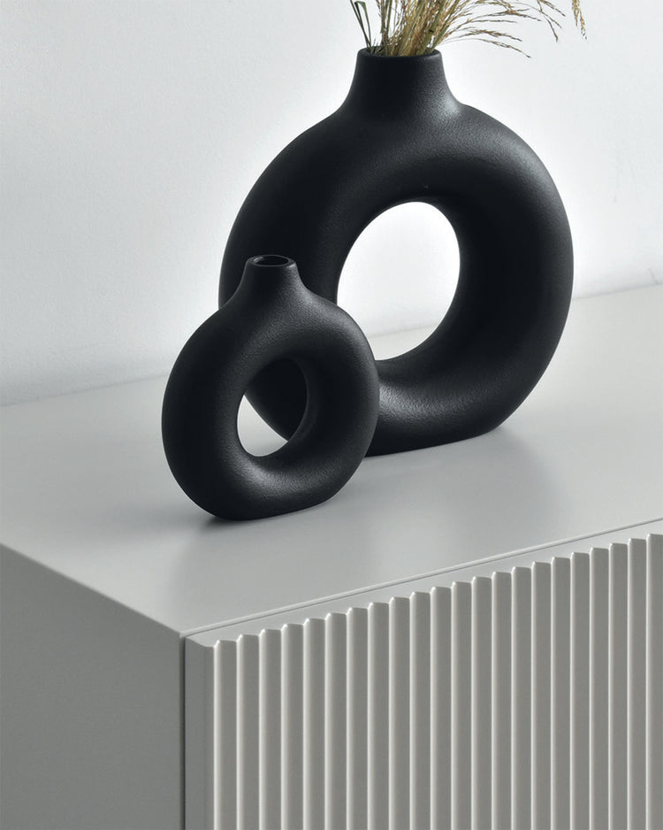 Egil TV cabinet made of solid wood lacquered in off-white