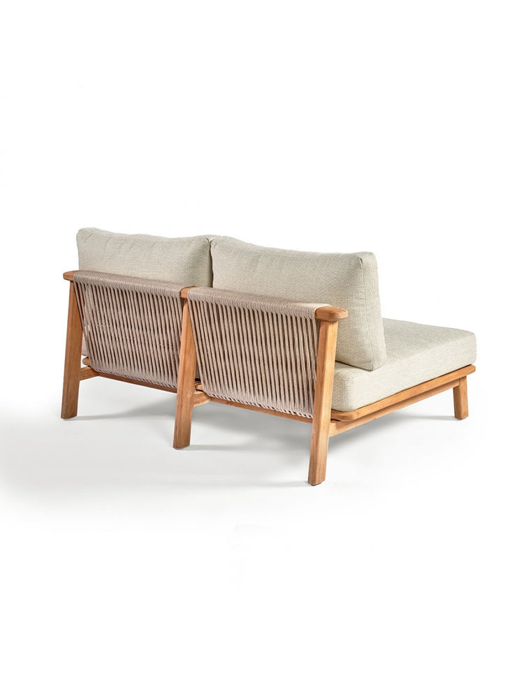 Sofá Erice, modular de teca y cuerda para exterior