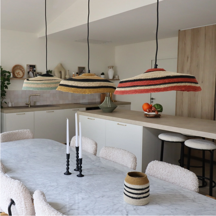 TRINIDAD natural/green handmade seaweed pendant lamp 45X13