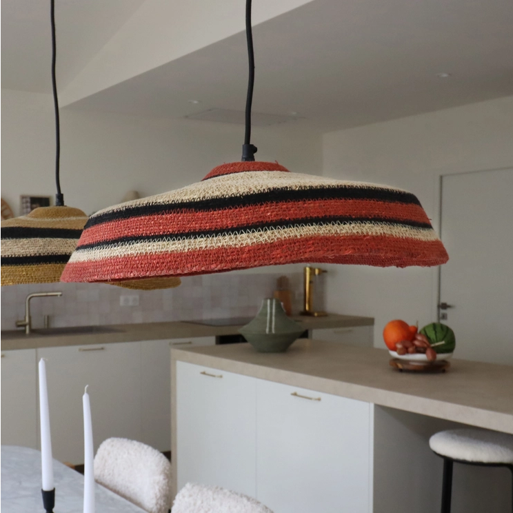 TRINIDAD natural/red handmade seaweed pendant lamp 45X13