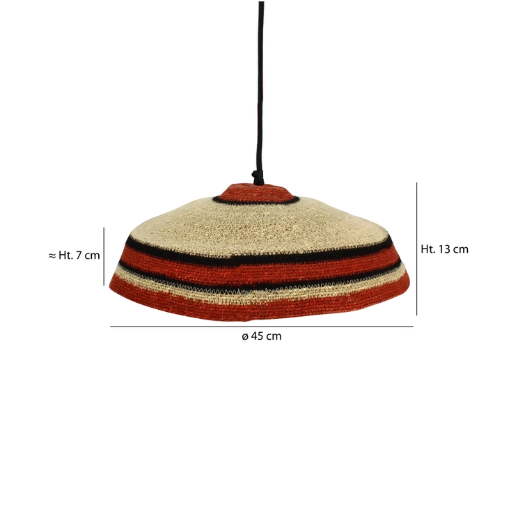 TRINIDAD natural/red handmade seaweed pendant lamp 45X13