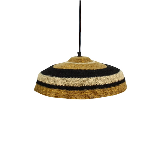 TRINIDAD pendant lamp ochre/black handmade with seaweed 45X13