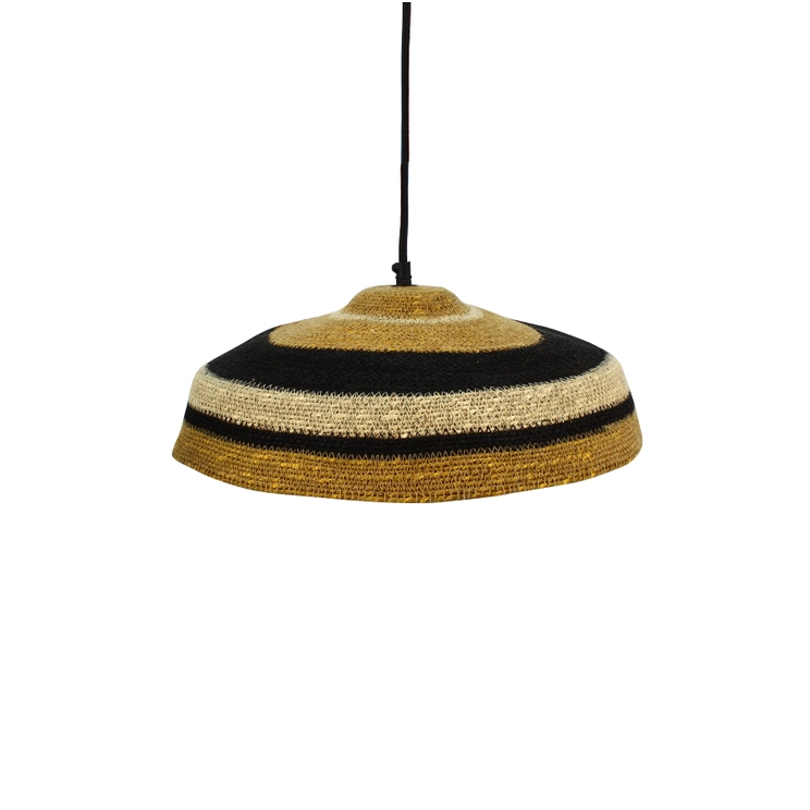 TRINIDAD pendant lamp ochre/black handmade with seaweed 45X13
