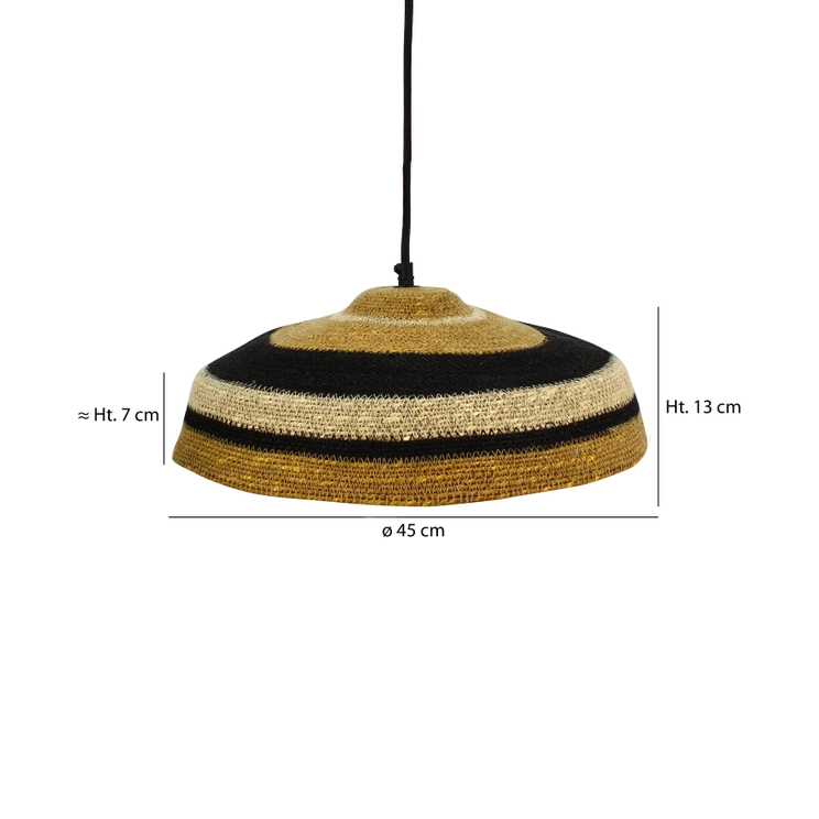 TRINIDAD pendant lamp ochre/black handmade with seaweed 45X13