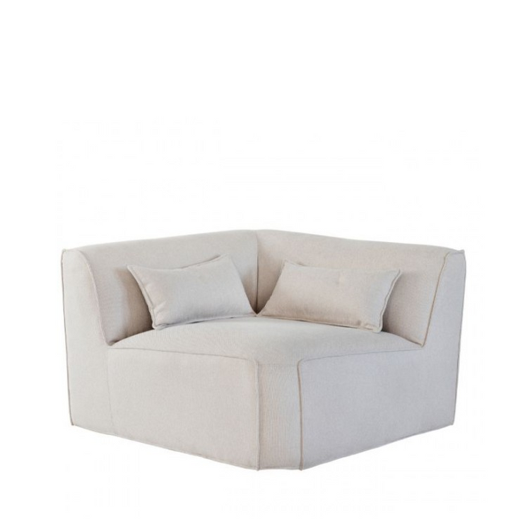 Vicio sofa, corner module upholstered in creta cream fabric, 110x110 cm