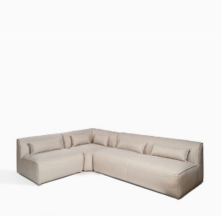 Vicio sofa, corner module upholstered in creta cream fabric, 110x110 cm