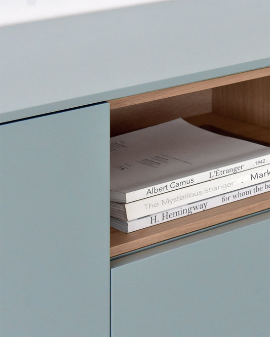 Aren TV cabinet lacquered in pearl grey