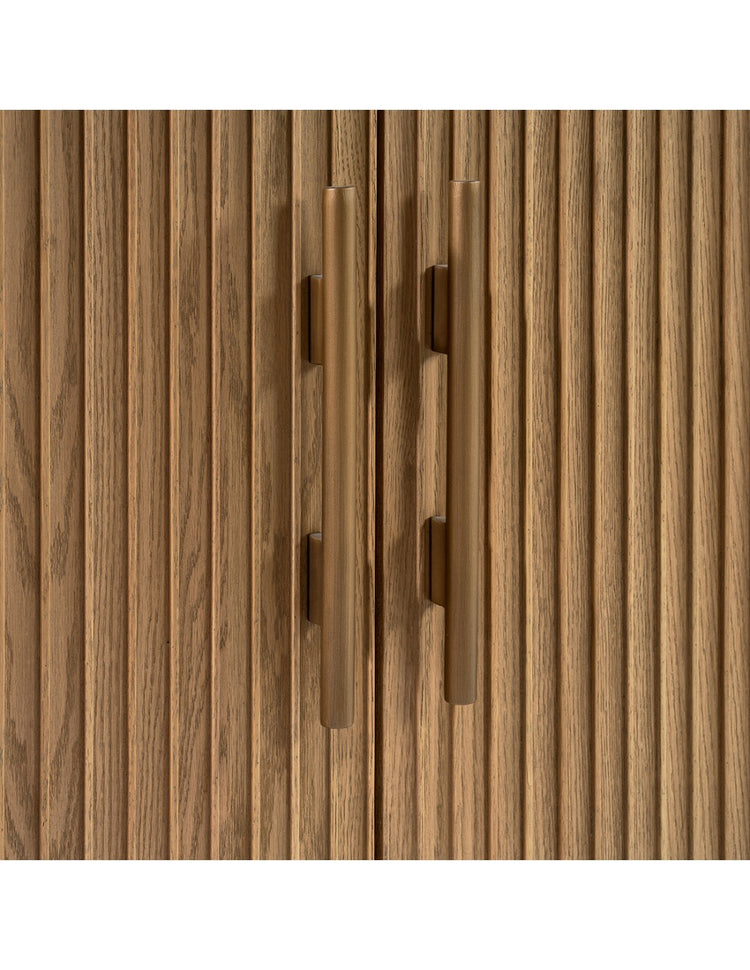 EVA sideboard natural oak slatted and gold metal leg 200 cm