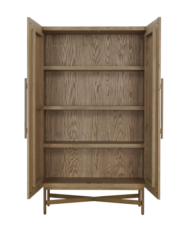 EVA wardrobe finished in natural oak slats and gold metal 120 CM