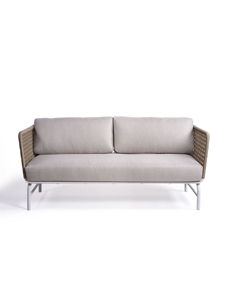 Sofá Roland de cuerda y metal, color topo/piedra