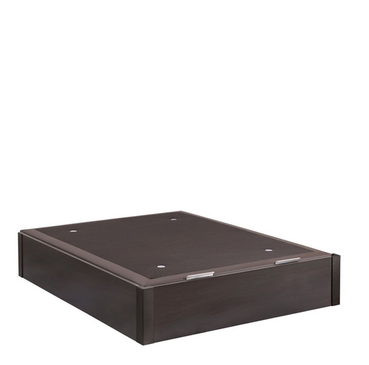 Canapé AXEL fondo 190 cm en varios anchos, base madera wengué y tapa polipiel marrón y tejido 3D.