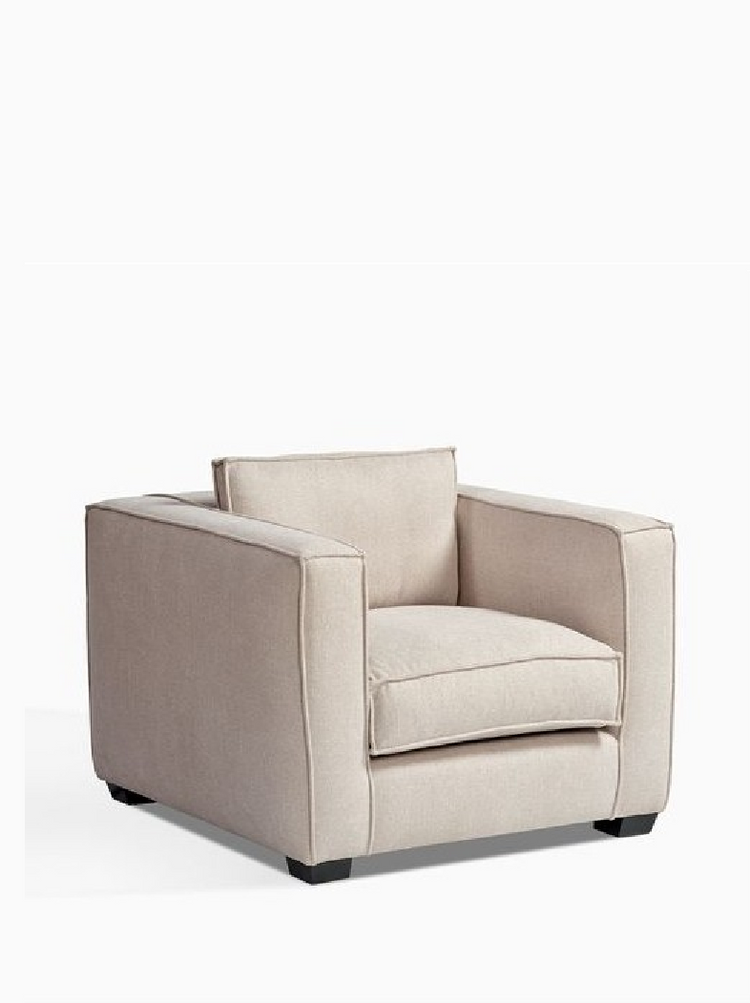 NORMA armchair upholstered in creta cream fabric