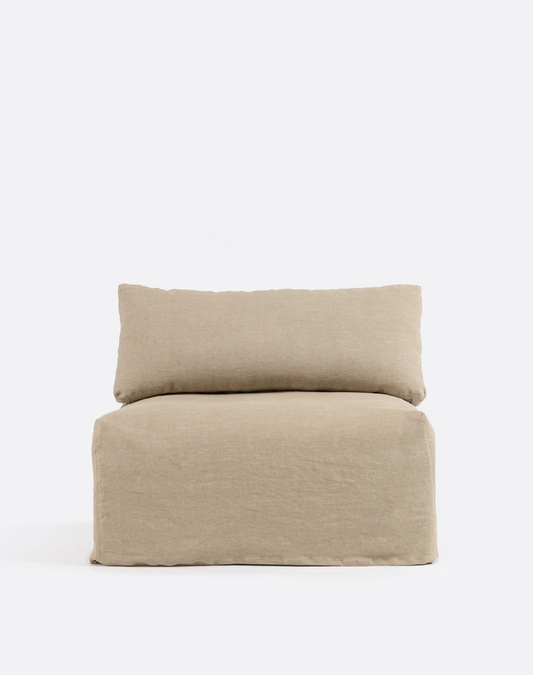 Mauricio 100 sofa, central module, removable, raw natural linen cover