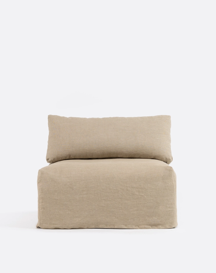 Mauricio 100 sofa, central module, removable, raw natural linen cover