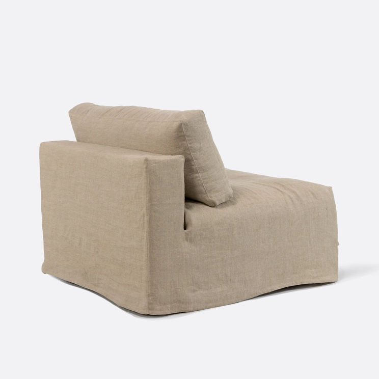 Mauricio 100 sofa, central module, removable, raw natural linen cover