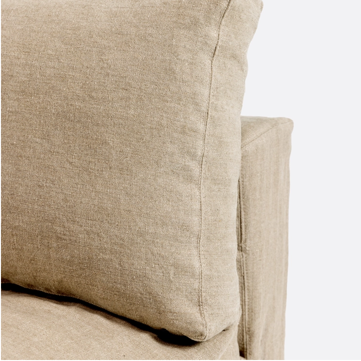 Mauricio 100 sofa, central module, removable, raw natural linen cover