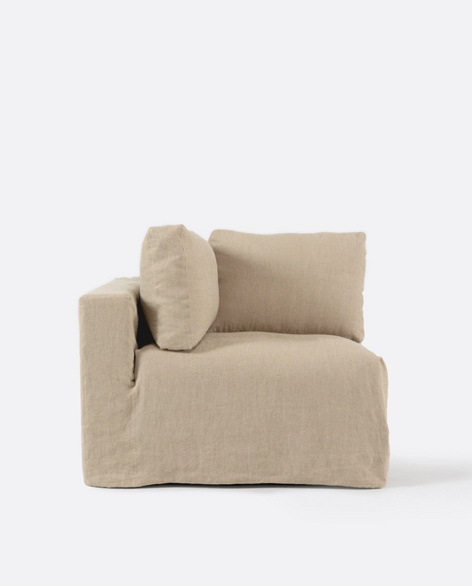 Mauricio 100 sofa, side module, removable, raw natural linen cover