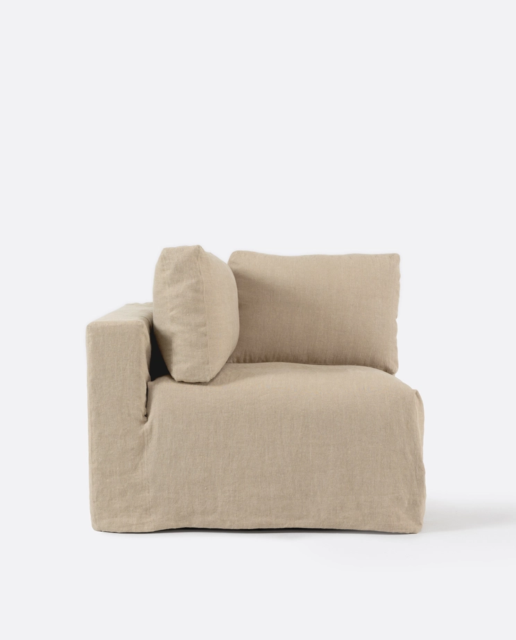 Mauricio 100 sofa, side module, removable, raw natural linen cover