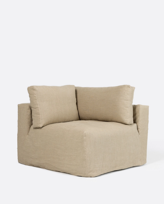 Mauricio 100 sofa, side module, removable, raw natural linen cover
