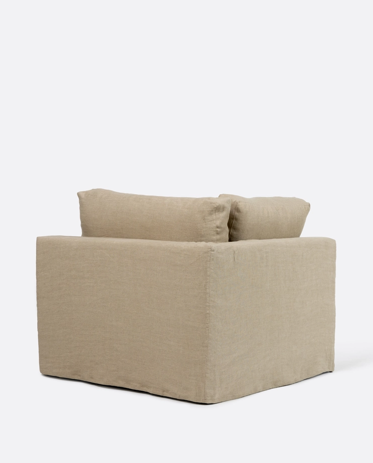 Mauricio 100 sofa, side module, removable, raw natural linen cover