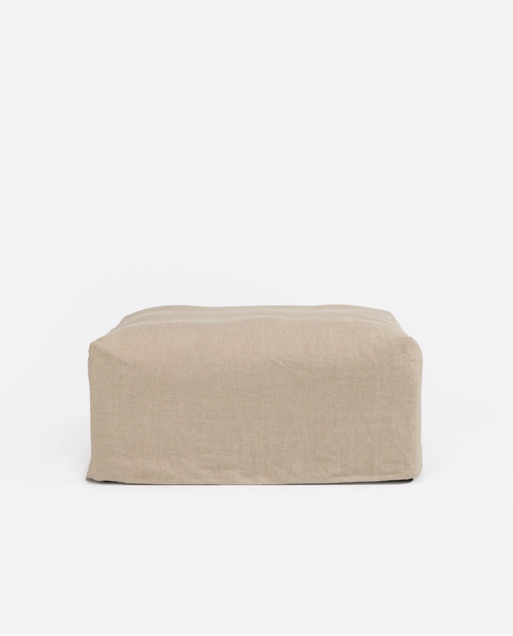 Mauricio 100 modular pouf sofa, removable, raw natural linen cover