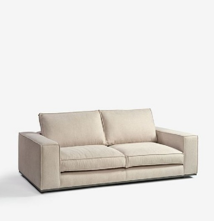 Norma sofa, 3 seats upholstered in creta cream fabric, 240cm