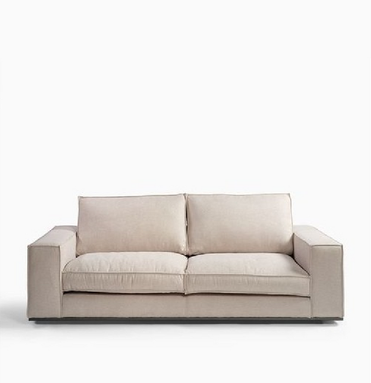 Norma sofa, 3 seats upholstered in creta cream fabric, 240cm