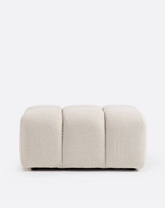 Luigi sofa, modular pouf upholstered in off-white sheepskin, 80cm