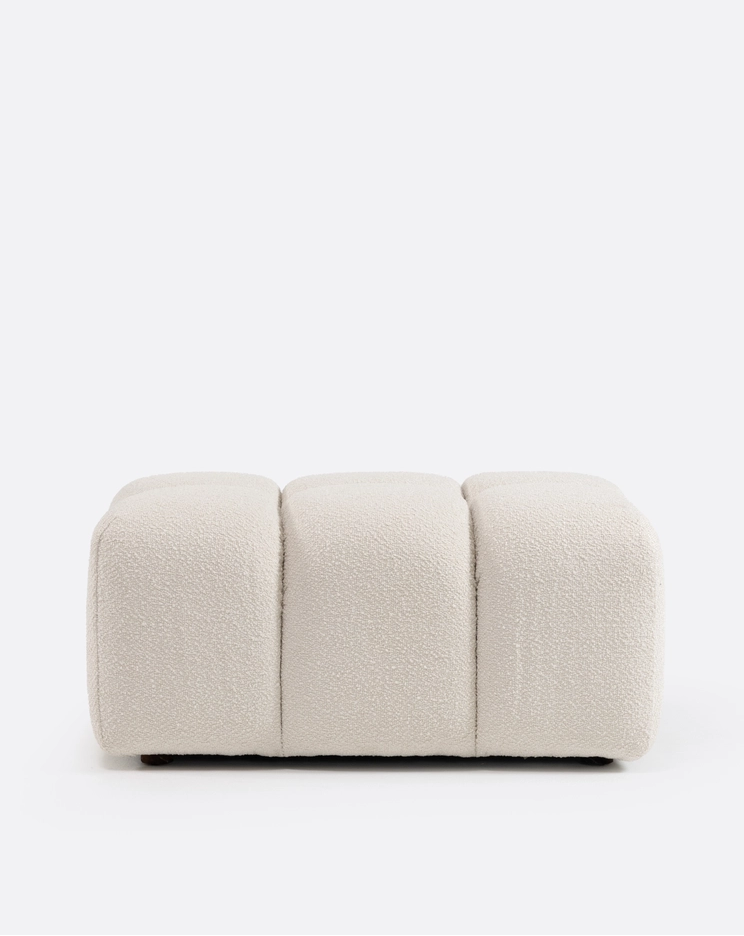Luigi sofa, modular pouf upholstered in off-white sheepskin, 80cm