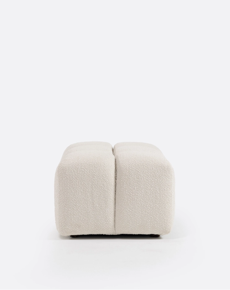 Luigi sofa, modular pouf upholstered in off-white sheepskin, 80cm