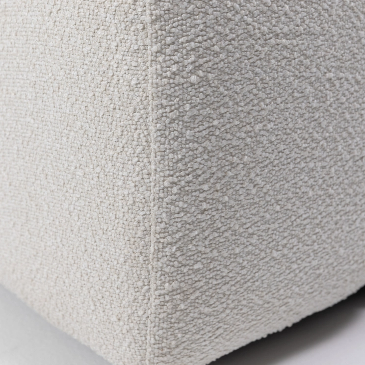 Luigi sofa, modular pouf upholstered in off-white sheepskin, 80cm