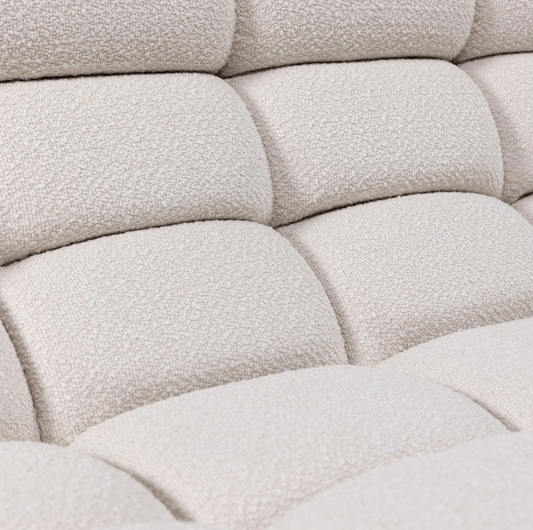 Luigi sofa, chaise module, upholstered in off-white sheepskin, 90cm