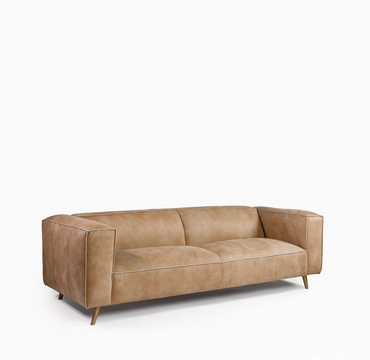 Marcus sofa, 3-seater, upholstered in tan beige leather, 245 cm