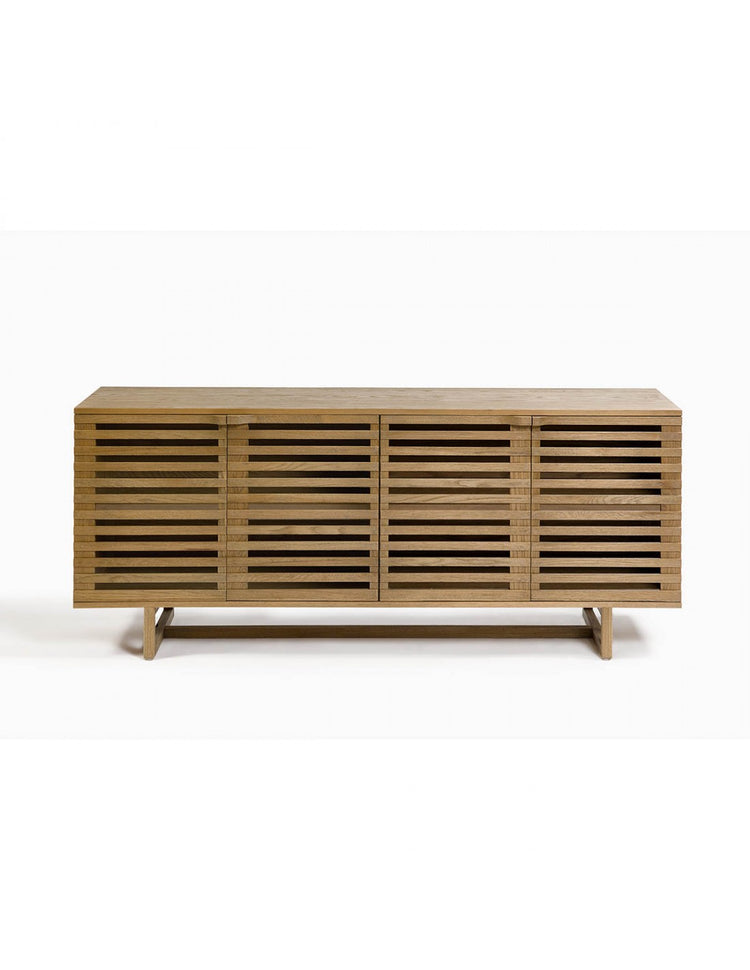 ENEA sideboard with oak finish and slatted doors, 180 cm.