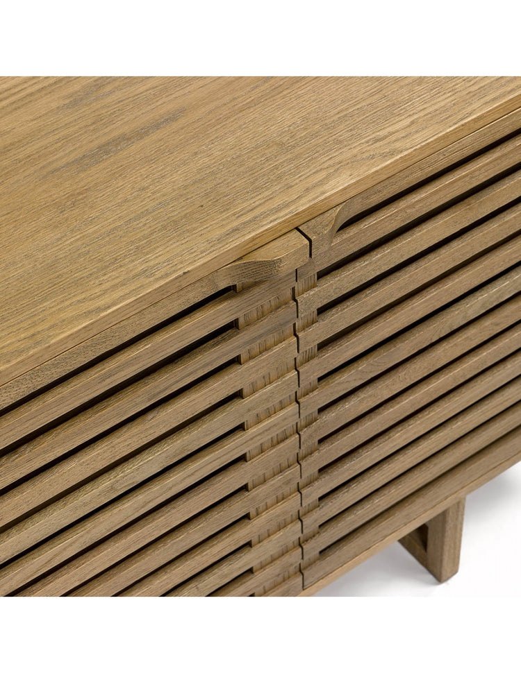 ENEA sideboard with oak finish and slatted doors, 180 cm.