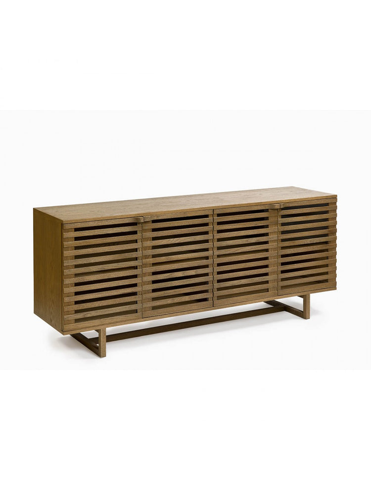 ENEA sideboard with oak finish and slatted doors, 180 cm.