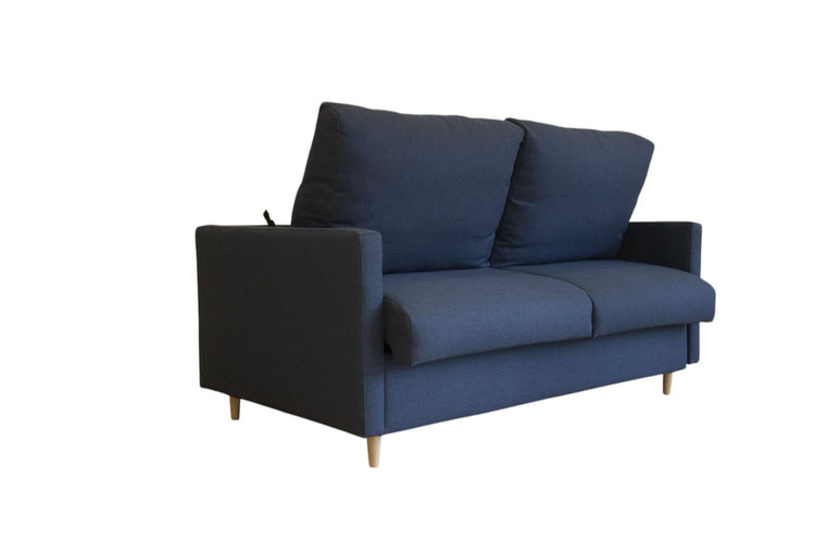 Aqua Italian sofa bed, high leg, sea blue