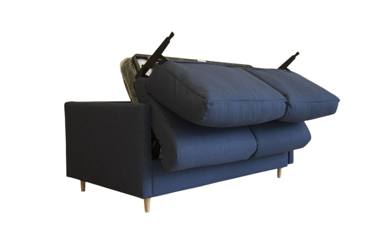 Aqua Italian sofa bed, high leg, sea blue