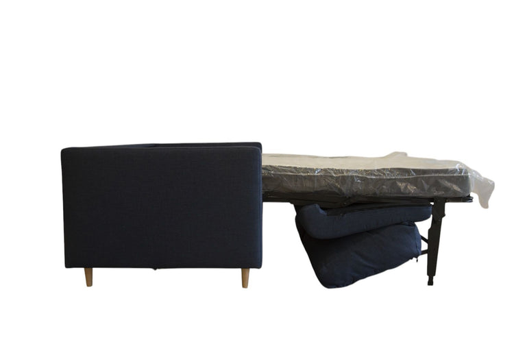 Aqua Italian sofa bed, high leg, sea blue