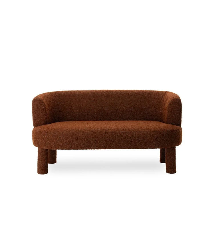 Sofá Edmond, 2 plazas, tapizado en tejido lanudo rojo teja, 140cm