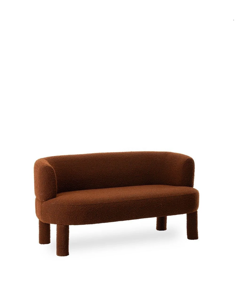 Sofá Edmond, 2 plazas, tapizado en tejido lanudo rojo teja, 140cm