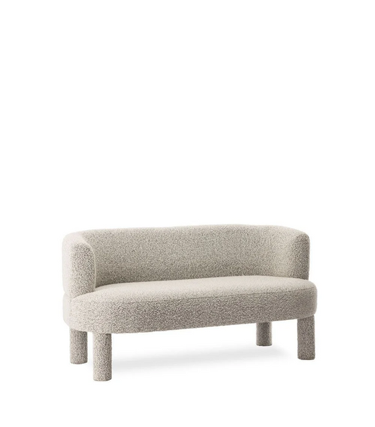 Sofá Edmond, tapizado en tejido lanudo beige, 140cm